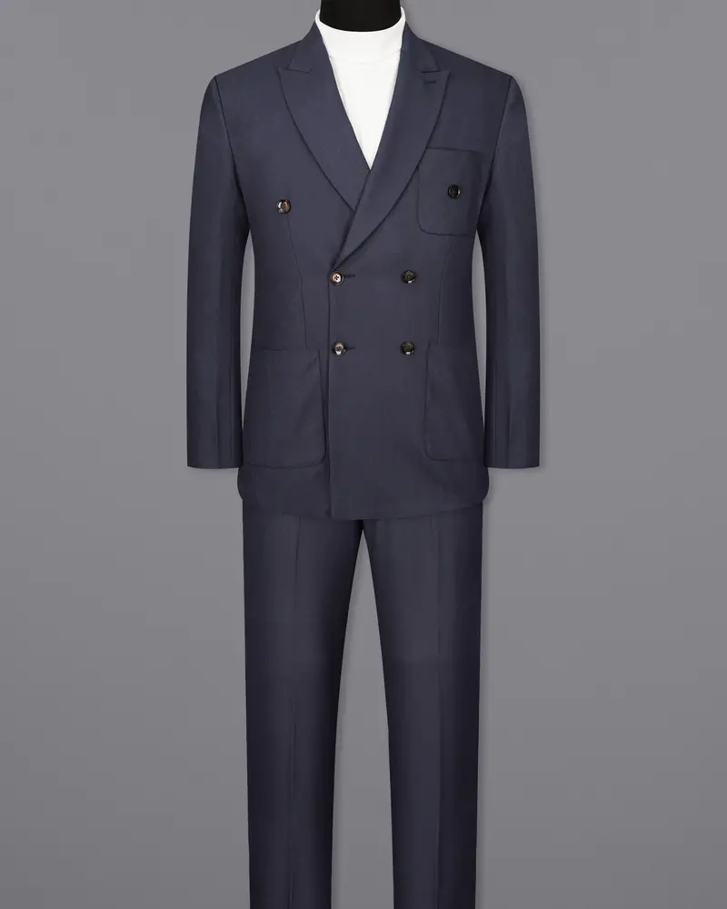 Bleached Cedar Blue Double Breasted Sports Suit 4