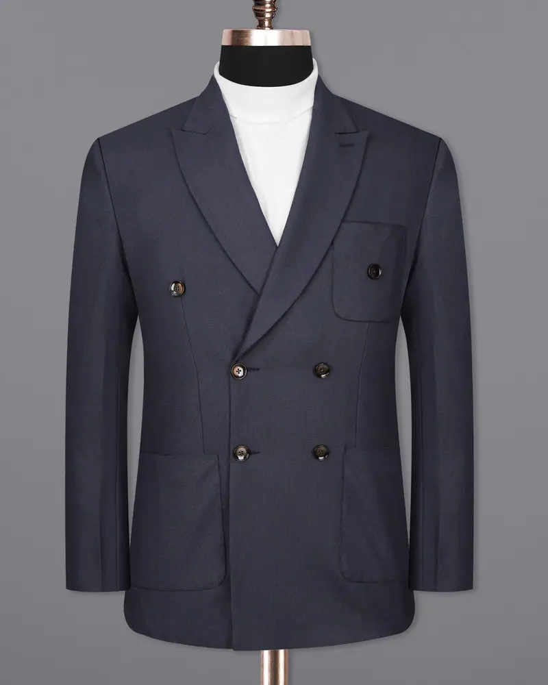 Bleached Cedar Blue Double Breasted Sports Suit 8