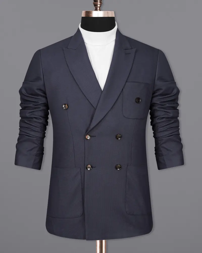 Bleached Cedar Blue Double Breasted Sports Suit 9