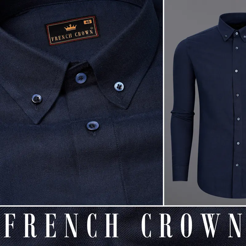 Bleached Cedar Blue Luxurious Linen Shirt 10