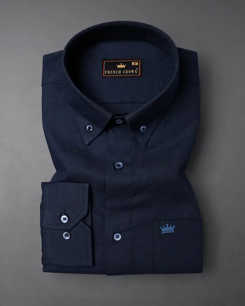 Bleached Cedar Blue Luxurious Linen Shirt 3