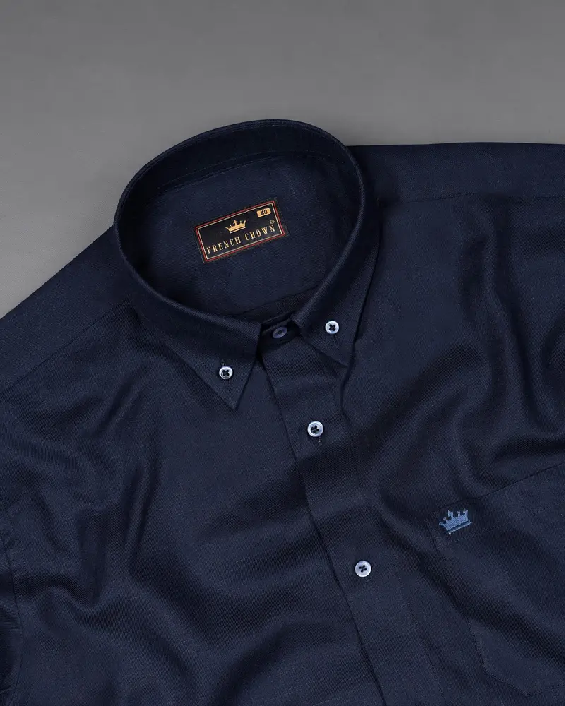 Bleached Cedar Blue Luxurious Linen Shirt 4