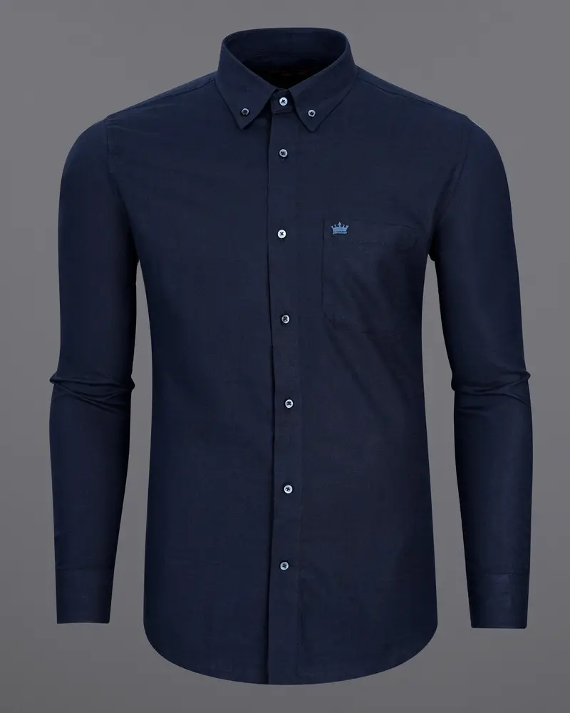 Bleached Cedar Blue Luxurious Linen Shirt 5