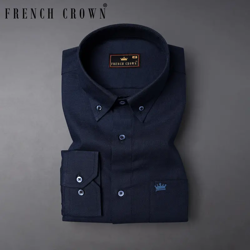Bleached Cedar Blue Luxurious Linen Shirt 7