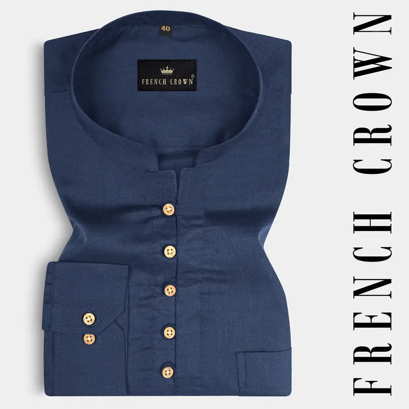 Bleached Cedar Blue Premium Tencel Kurta Shirt 1