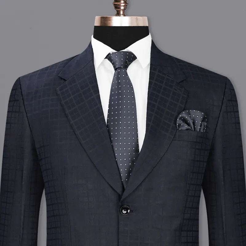 Bleached Cedar Blue Subtle Plaid Single Breasted Blazer 1