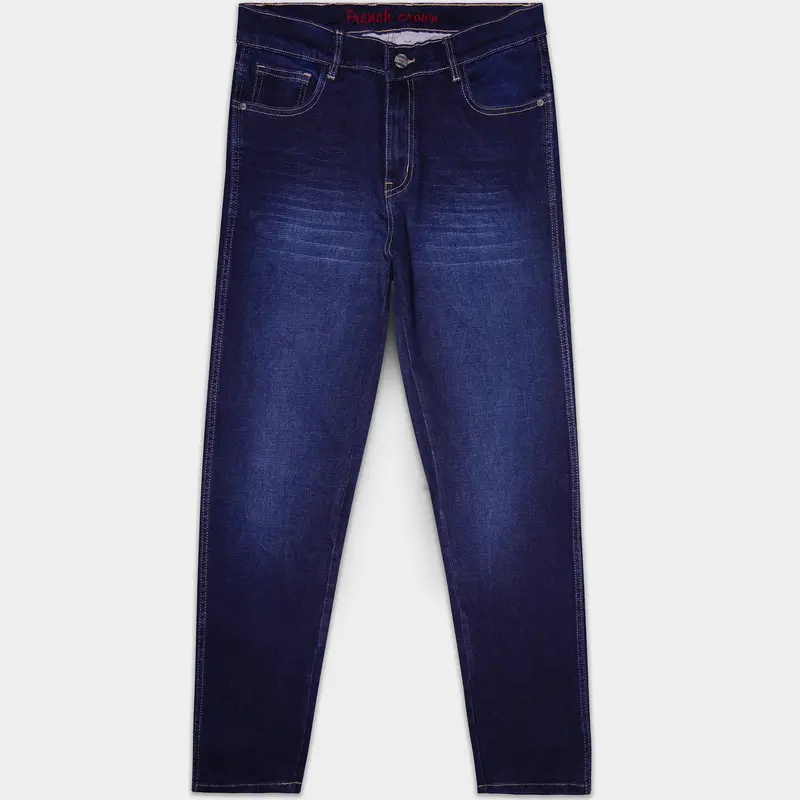 Bleached Cedar Blue Whiskering Washed Stretchable Denim 1