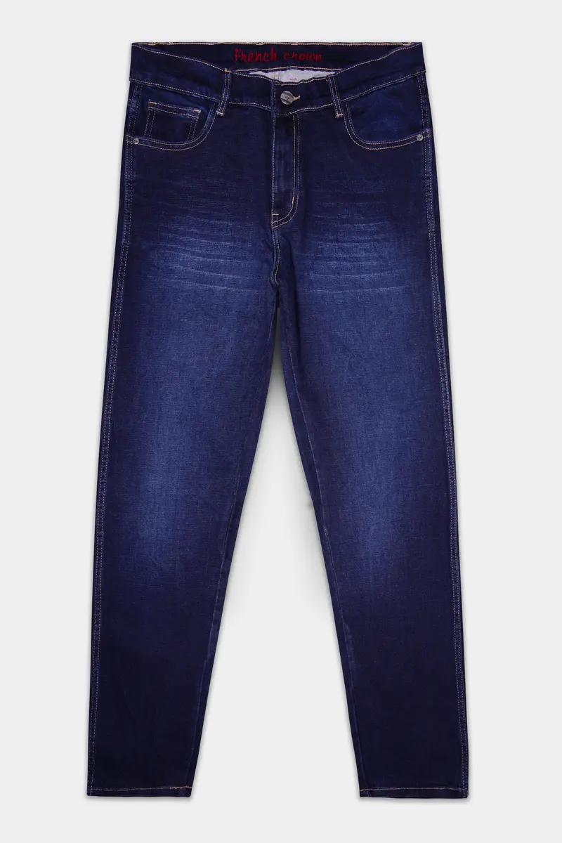Bleached Cedar Blue Whiskering Washed Stretchable Denim 2