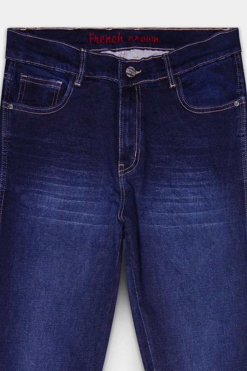 Bleached Cedar Blue Whiskering Washed Stretchable Denim 4