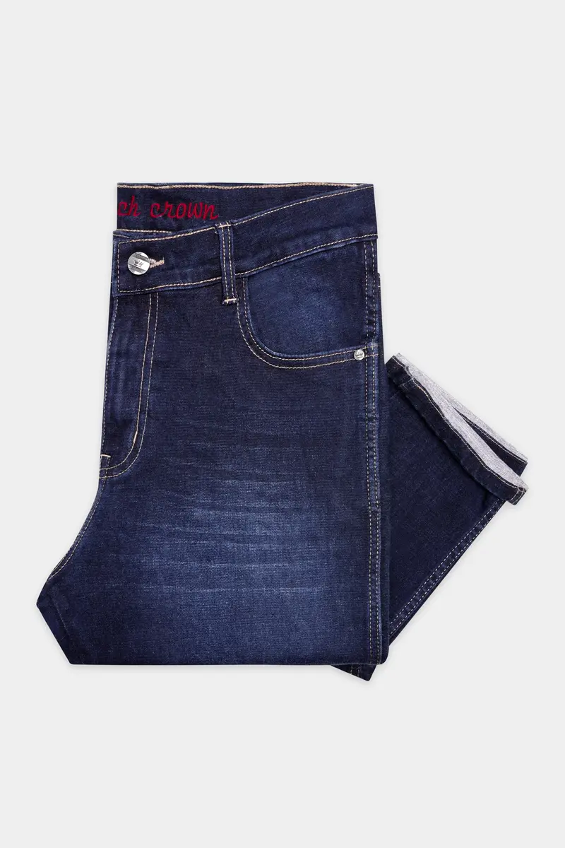 Bleached Cedar Blue Whiskering Washed Stretchable Denim 5