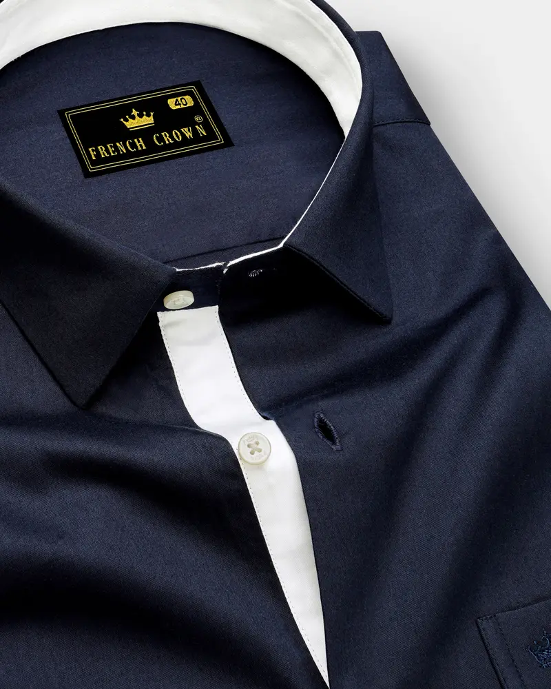 Bleunoir-Midnight Blue Subtle Sheen Super Soft Premium Dress Shirt 1