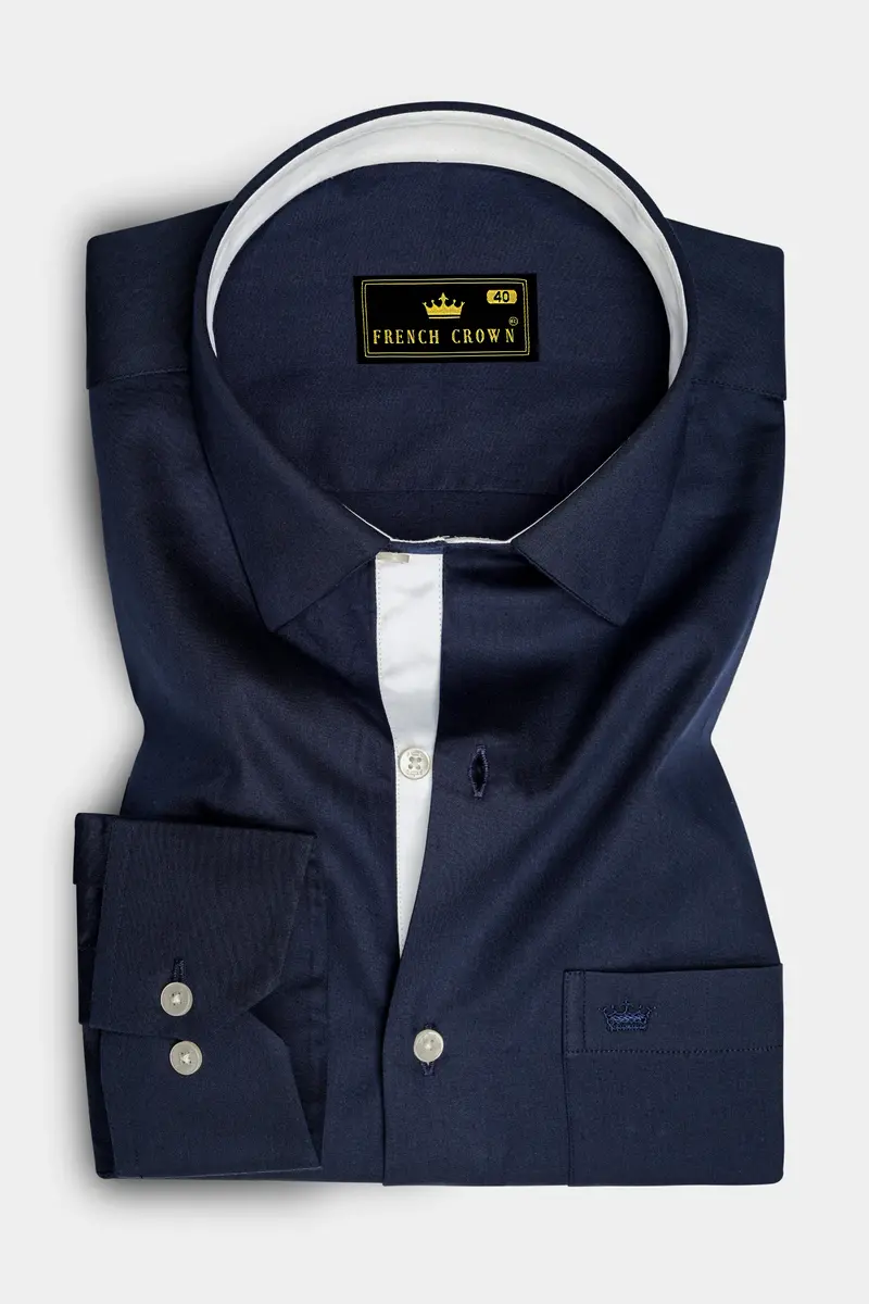 Bleunoir-Midnight Blue Subtle Sheen Super Soft Premium Dress Shirt 4