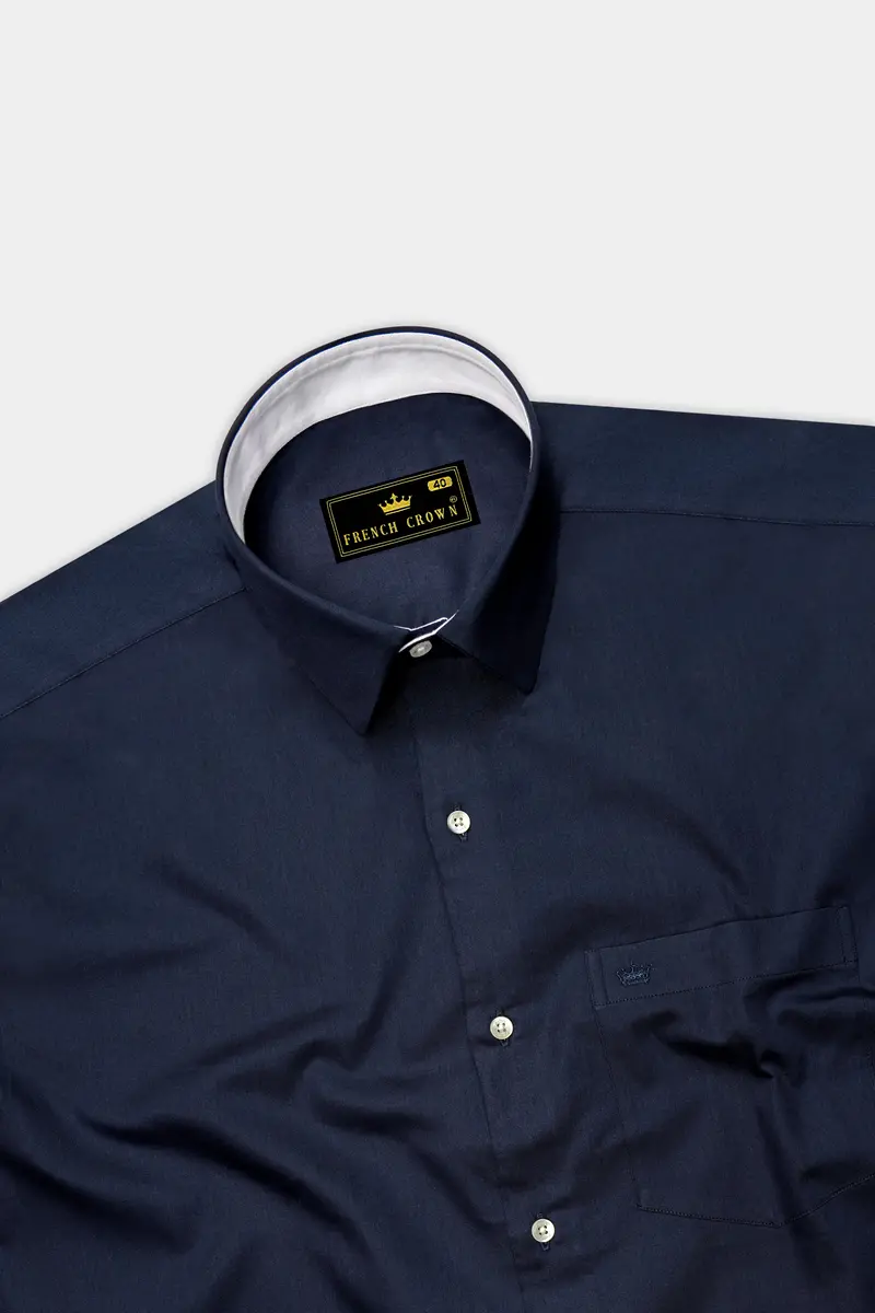 Bleunoir-Midnight Blue Subtle Sheen Super Soft Premium Dress Shirt 5