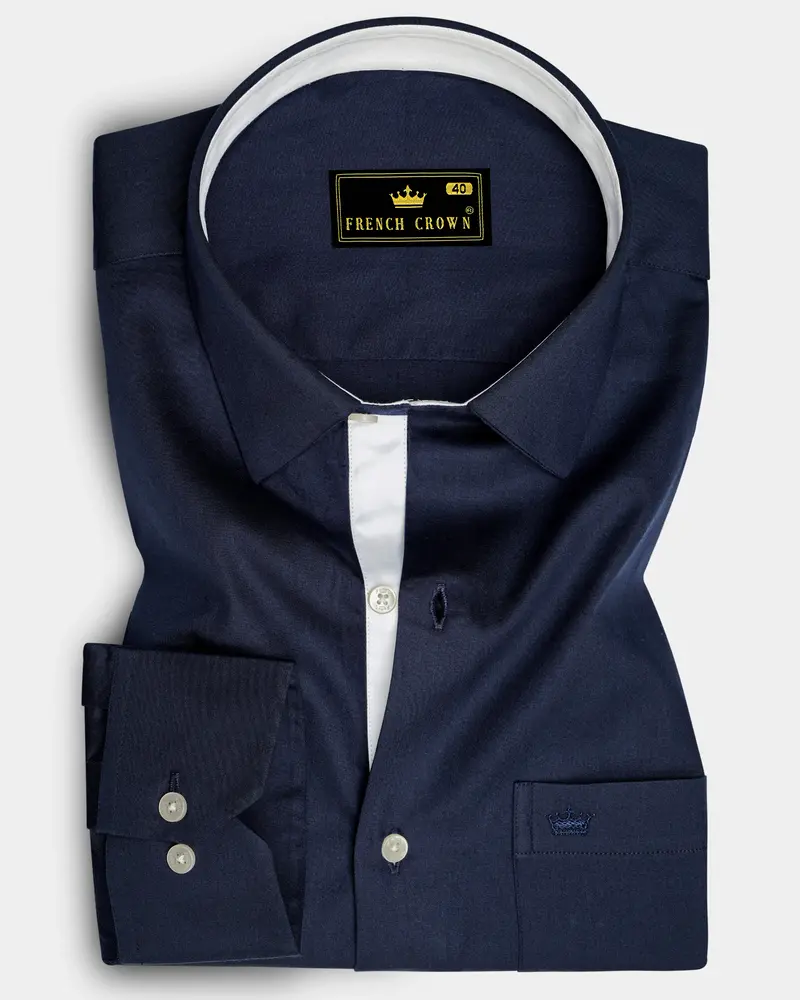 Bleunoir-Midnight Blue Subtle Sheen Super Soft Premium Dress Shirt 6