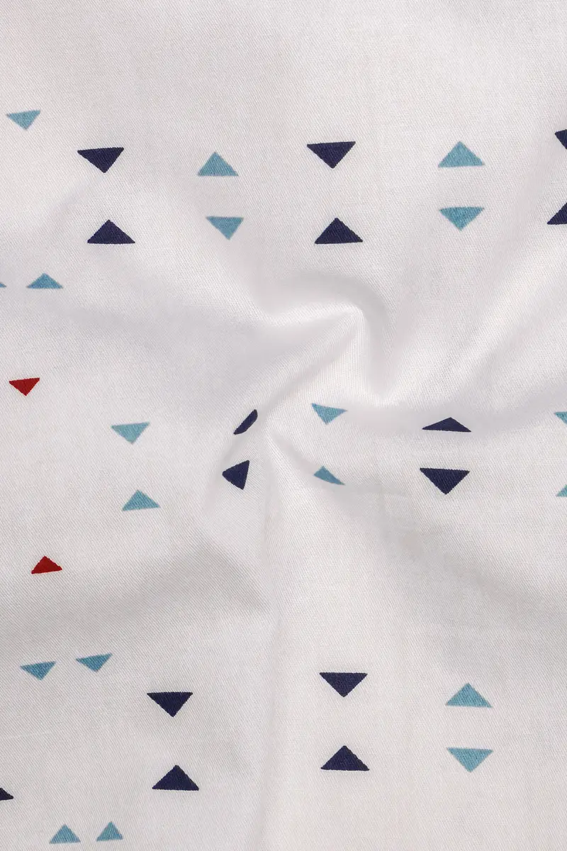 Bleuvra-Bright White And Neptune Blue Printed Oxford Premium Cotton Semi Formal Shirt 3