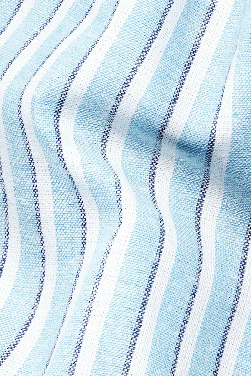 Blizzard Blue And White Striped Luxurious Linen Shirt 2