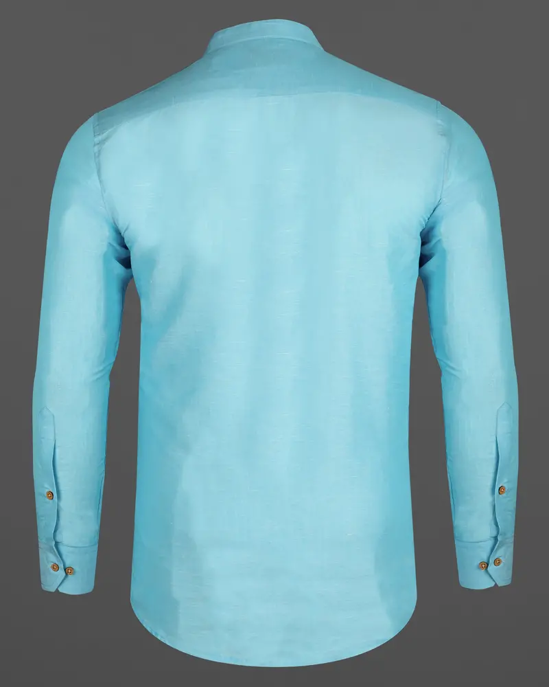 Blizzard Blue Luxurious Linen Kurta Shirt 7