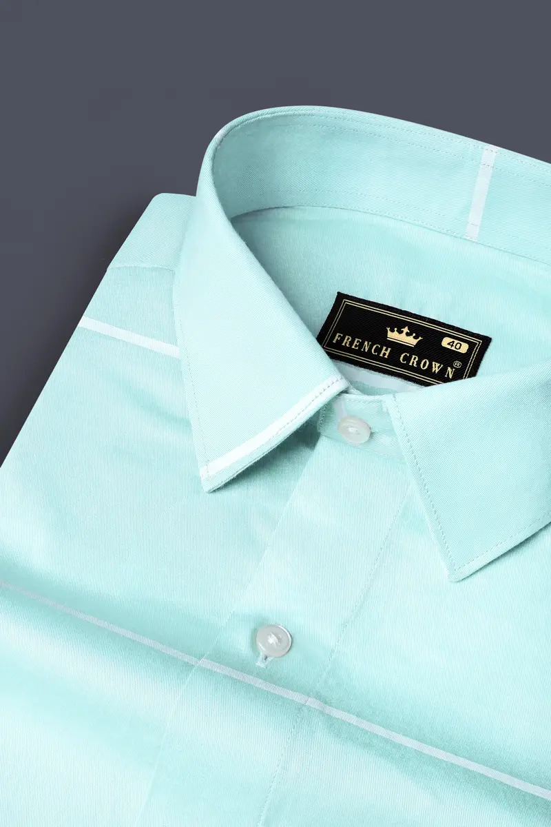 Blizzard Blue Striped Twill Premium Cotton Shirt 1
