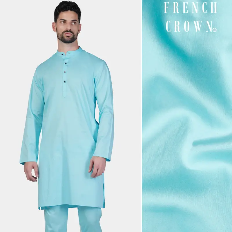 Blizzard Blue Subtle Sheen Super Soft Premium Cotton Kurta 1