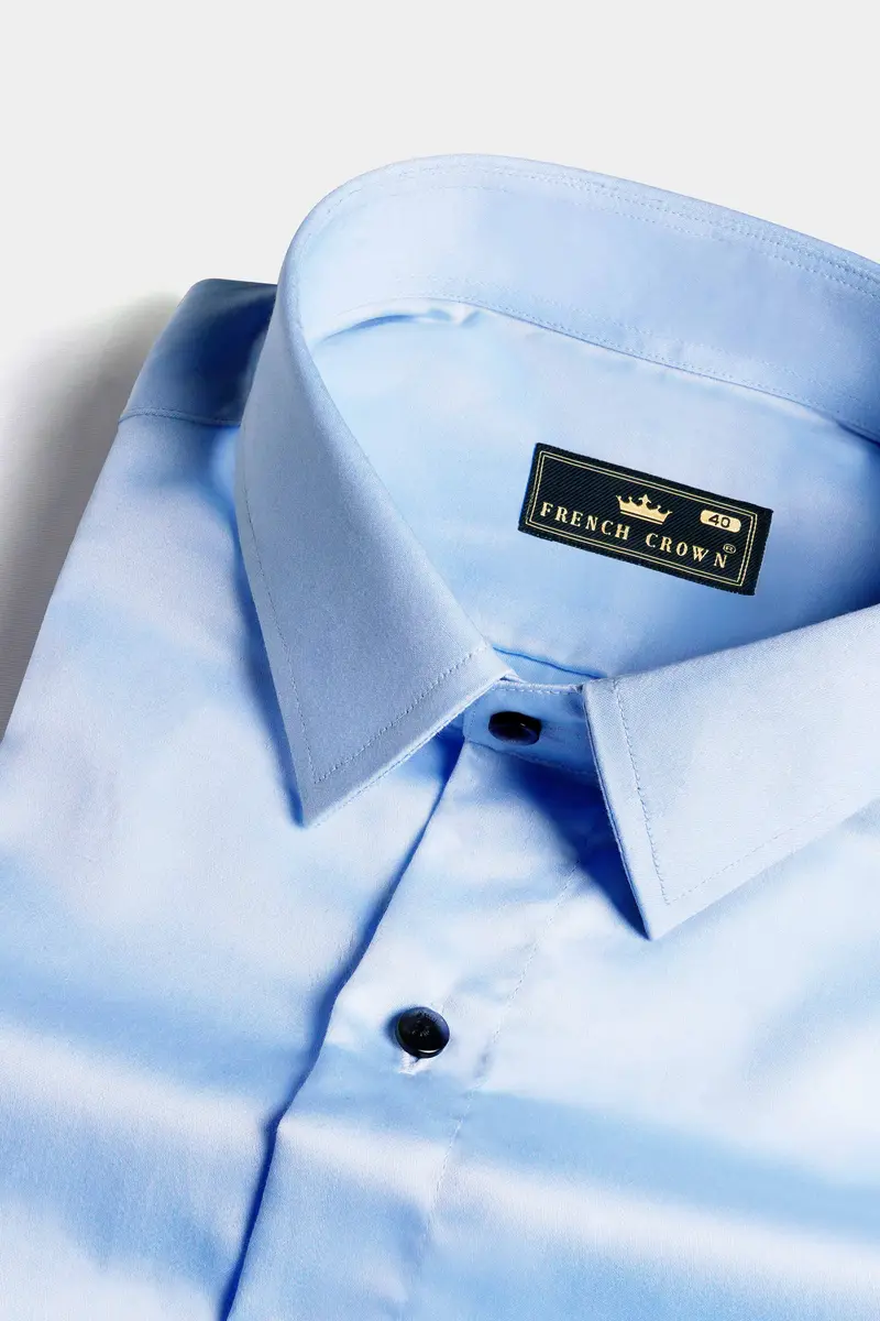 Blizzard Blue Subtle Sheen Super Soft Premium Cotton Shirt 1