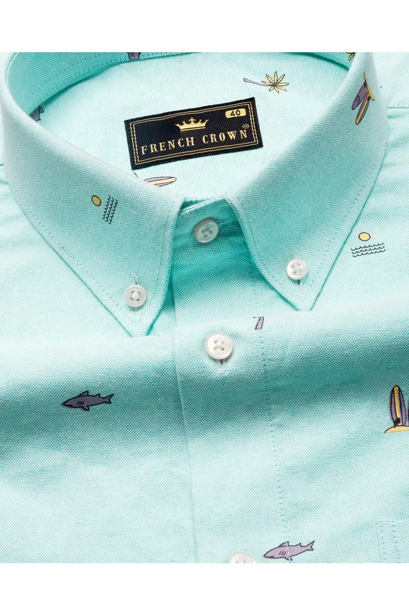 Blizzard Blue Textured Royal Oxford Shirt 1