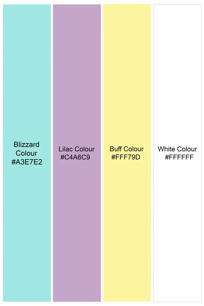 Blizzard Blue With Lilac Purple And Buff Yellow Checkered Premium Cotton Shirt 5