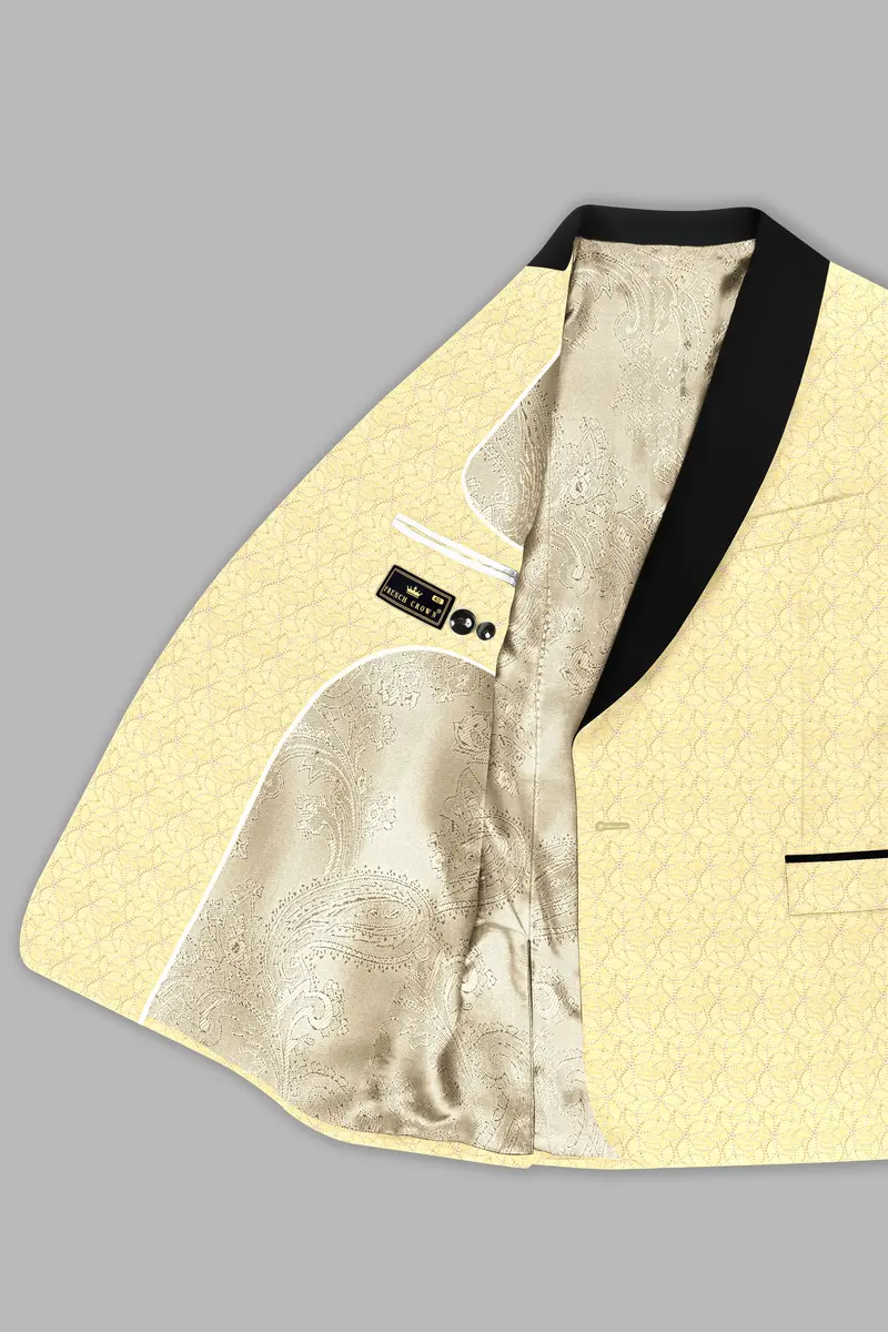 Blond Yellow Flower Embroidered Tuxedo Blazer 5