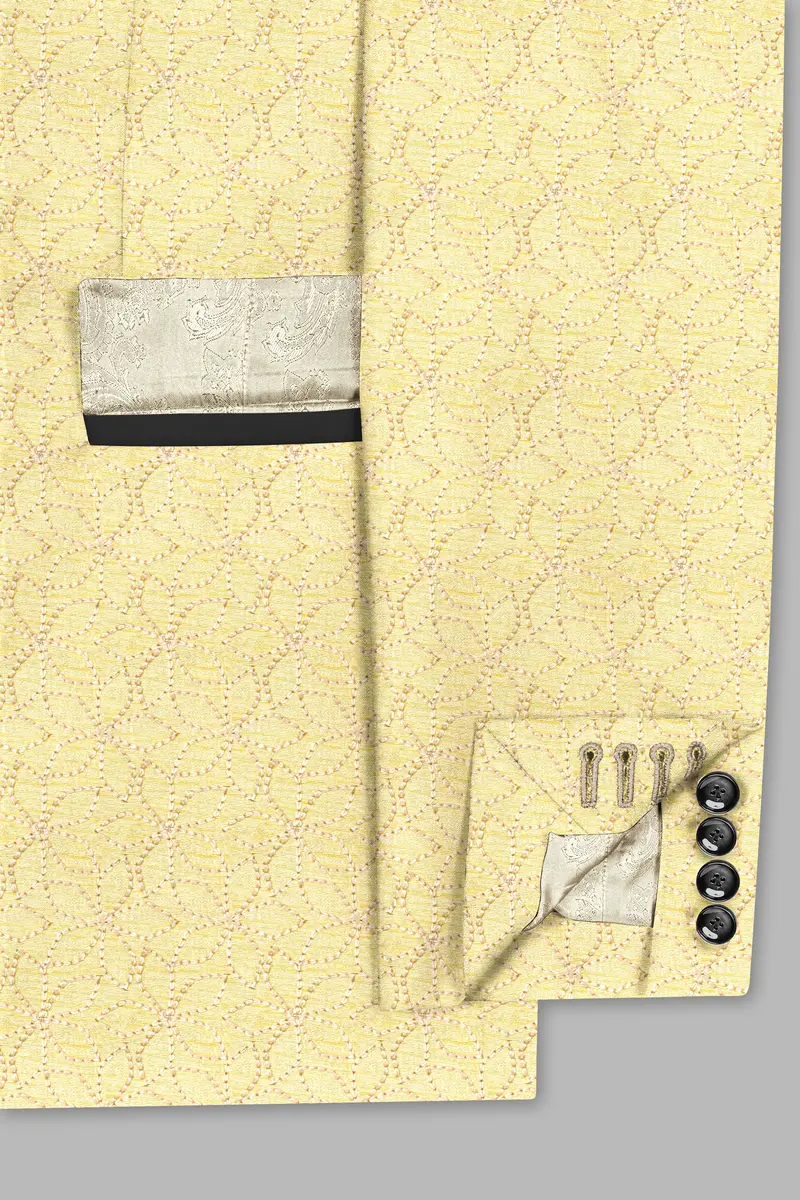 Blond Yellow Flower Embroidered Tuxedo Blazer 6