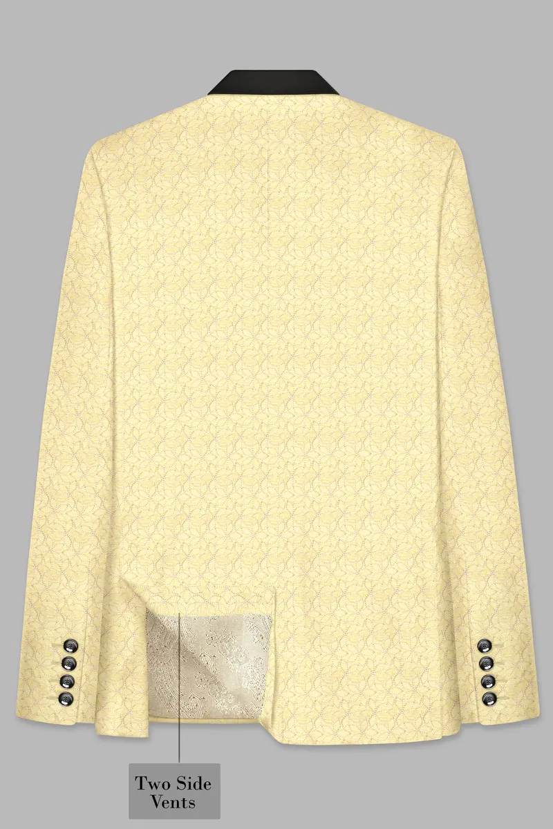 Blond Yellow Flower Embroidered Tuxedo Blazer 8