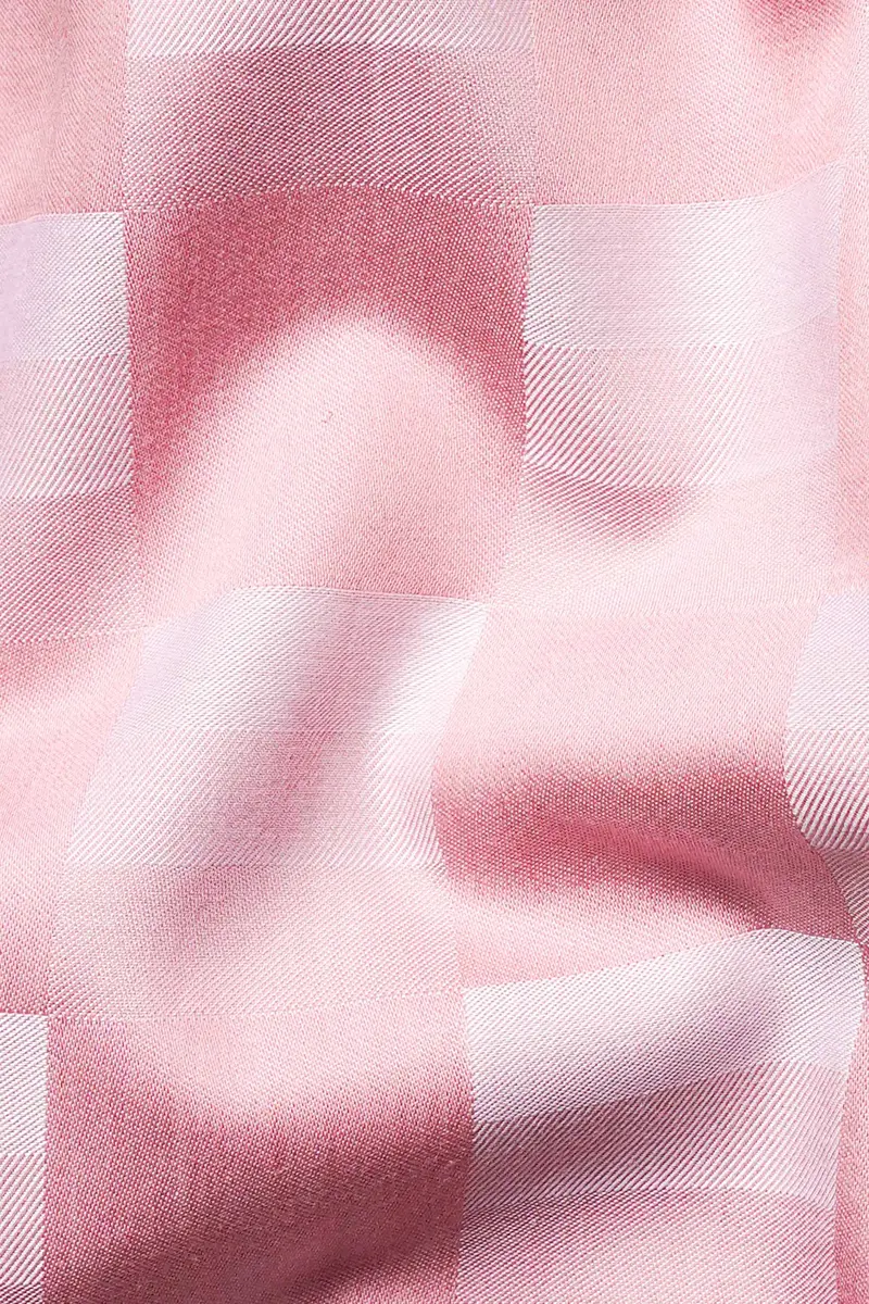 Blossom Pink And Prim Lavender Checked Jacquard Textured Premium Giza Cotton Shirt 2