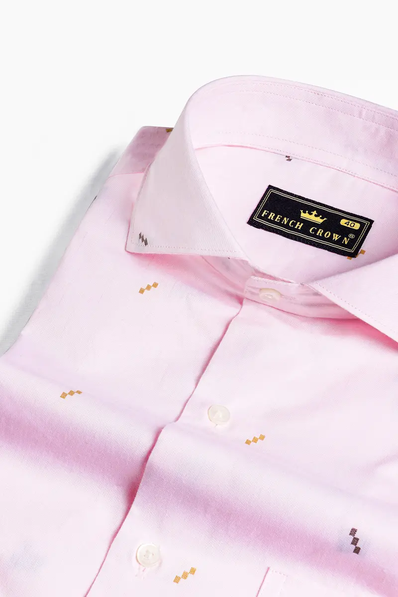 Blossom Pink Jacquard Textured Premium Giza Cotton Shirt 1