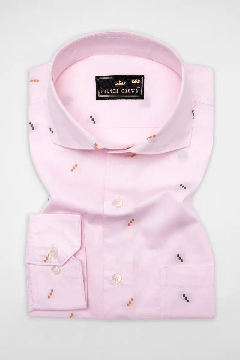 Blossom Pink Jacquard Textured Premium Giza Cotton Shirt 3