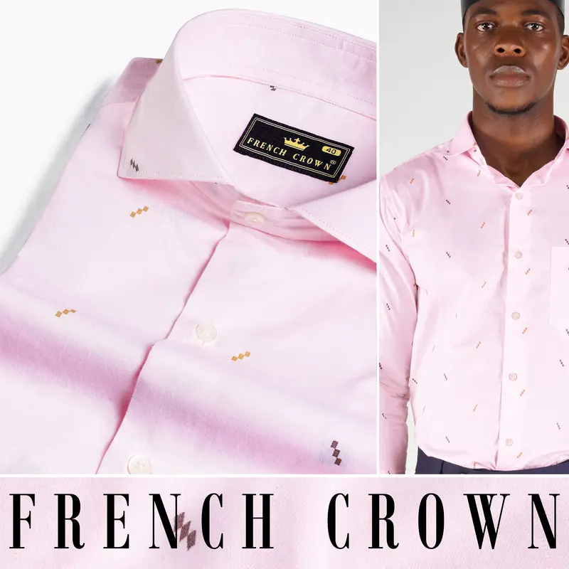 Blossom Pink Jacquard Textured Premium Giza Cotton Shirt 4