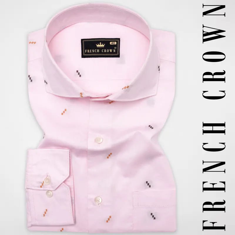 Blossom Pink Jacquard Textured Premium Giza Cotton Shirt 7