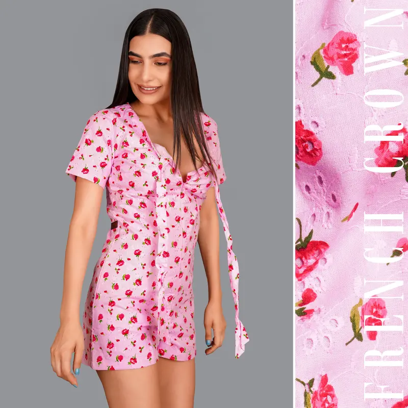Blossom Pink Rose Printed Premium Cotton Jumpsuit 1