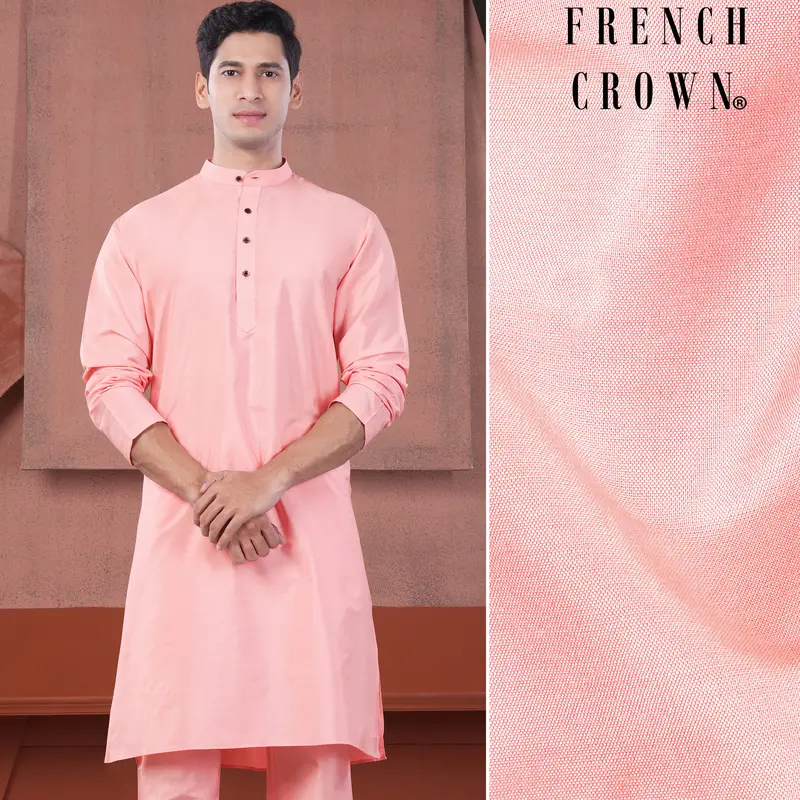 Blossom Pink Subtle Sheen Viscose Kurta 1