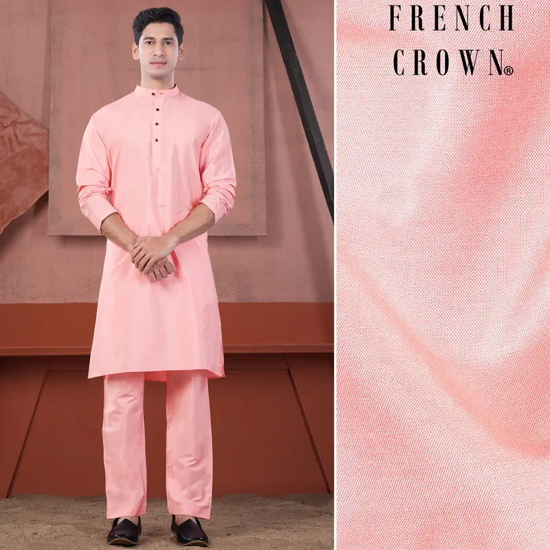 Blossom Pink Subtle Sheen Viscose Kurta Set 1