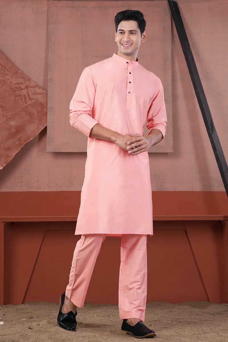 Blossom Pink Subtle Sheen Viscose Kurta Set 7