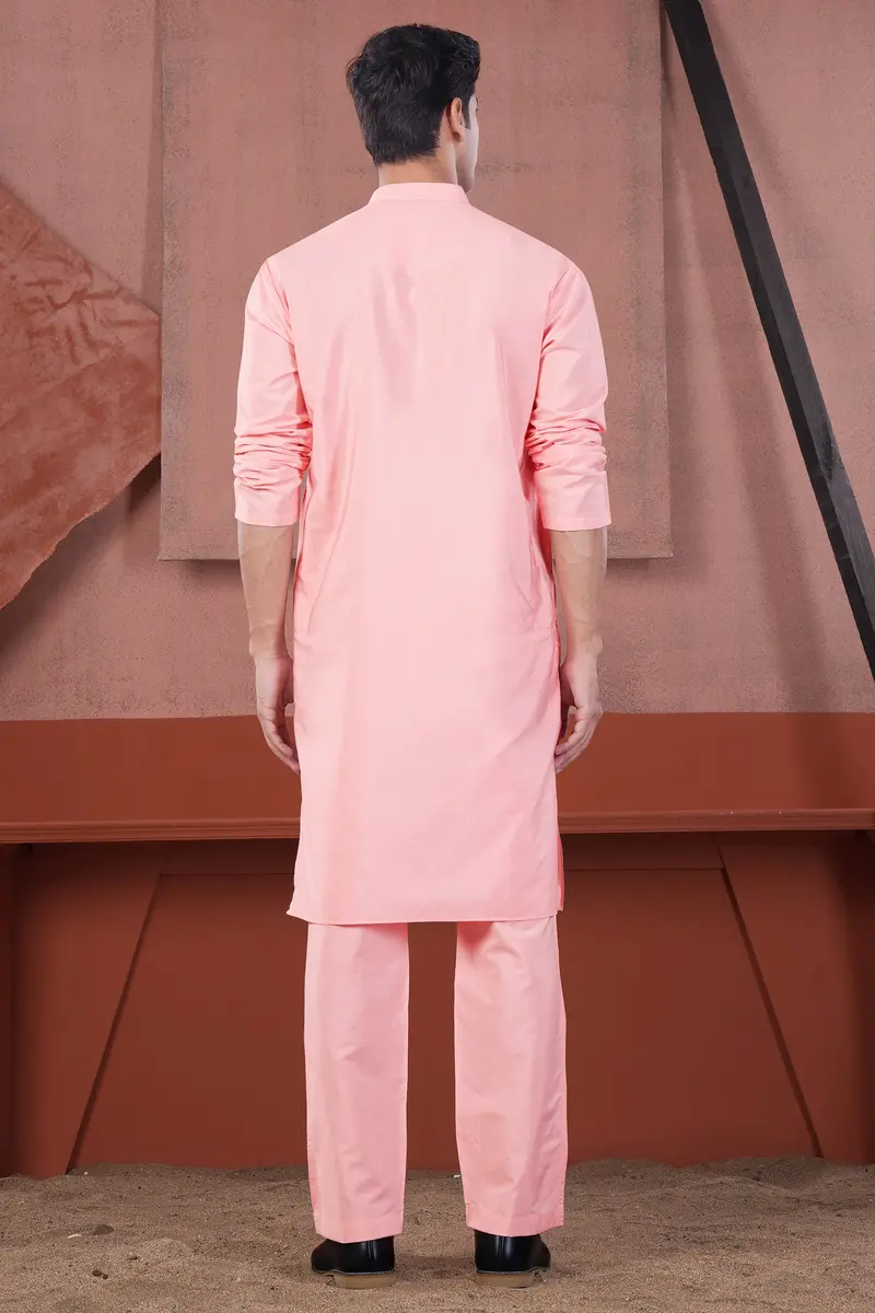 Blossom Pink Subtle Sheen Viscose Kurta Set 8