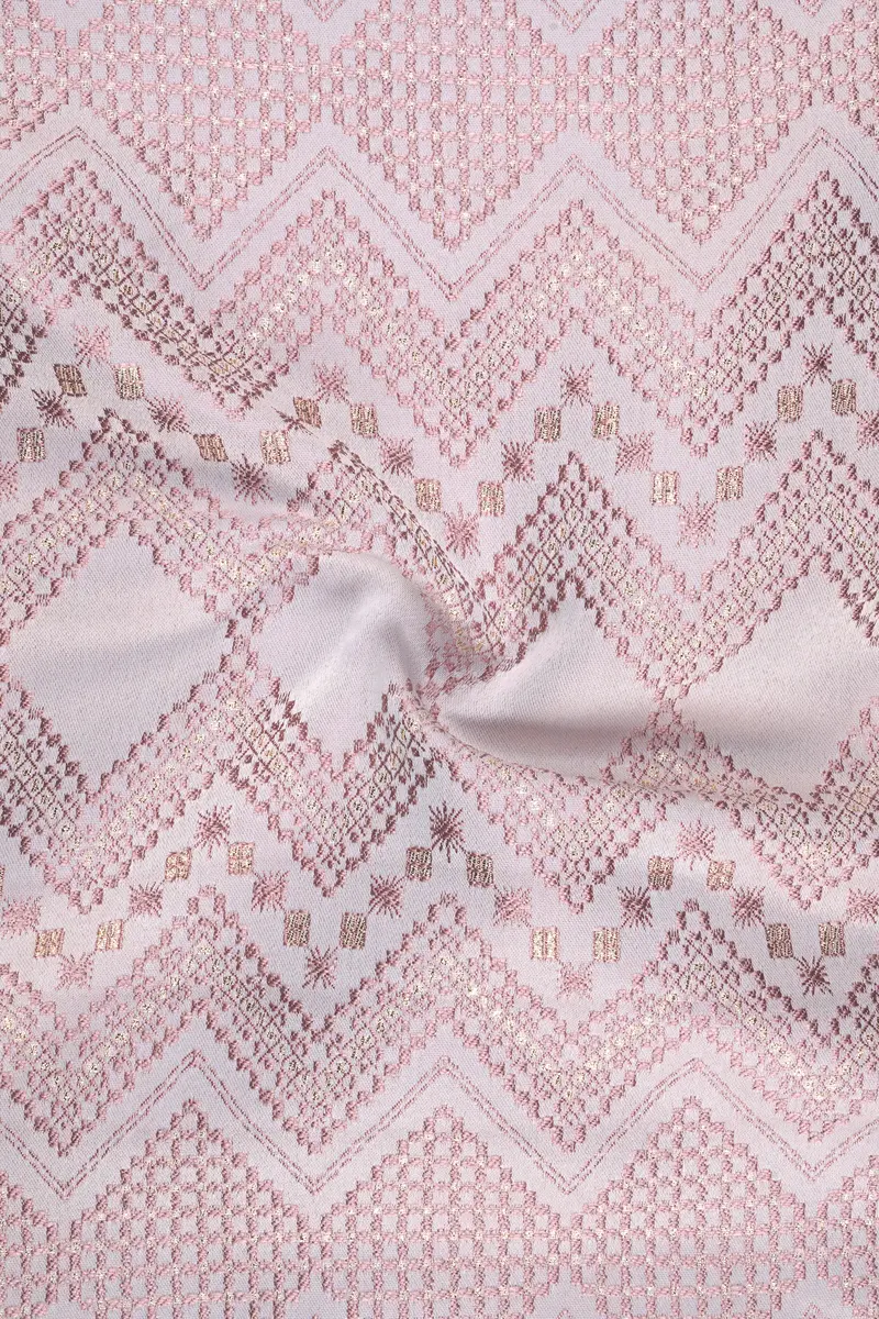 Blossom Pink Thread And Chevron Sequin Embroidered Cross Placket Bandhgala Jodhpuri 3