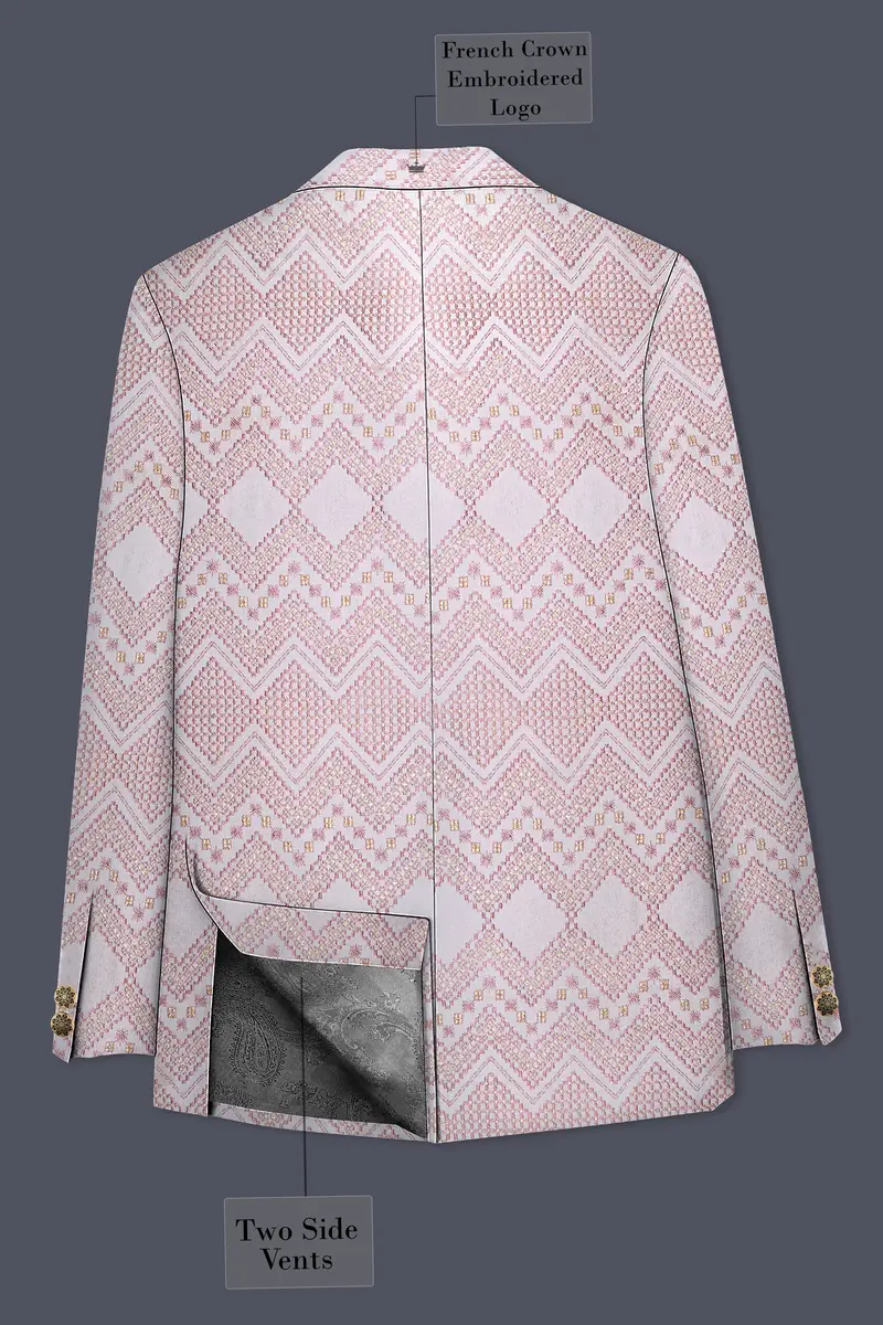 Blossom Pink Thread And Chevron Sequin Embroidered Cross Placket Bandhgala Jodhpuri 7
