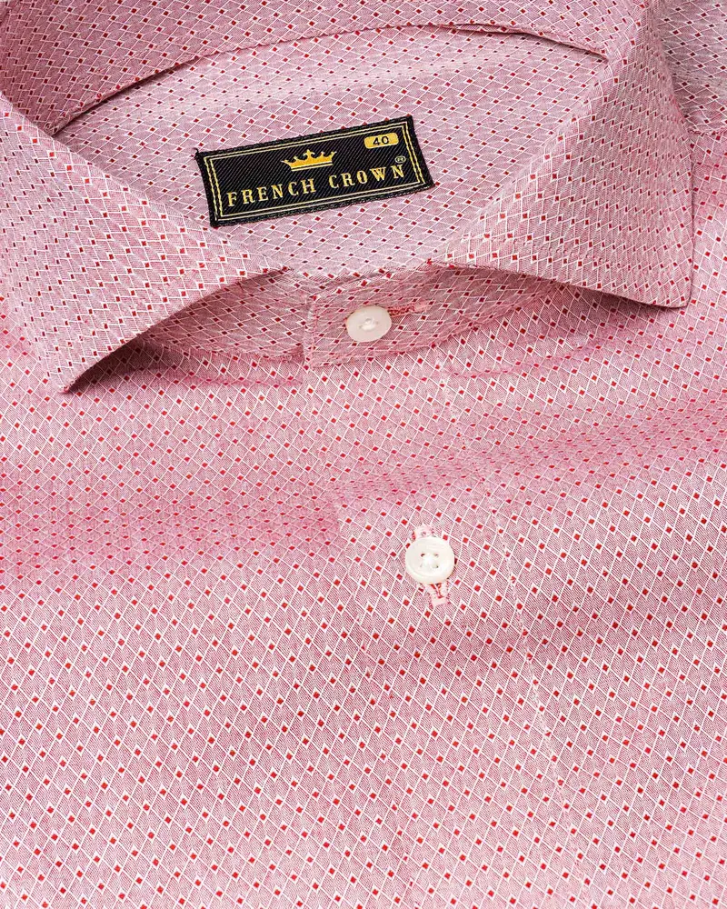 Blossom Red Dobby Textured Premium Giza Cotton Shirt 1