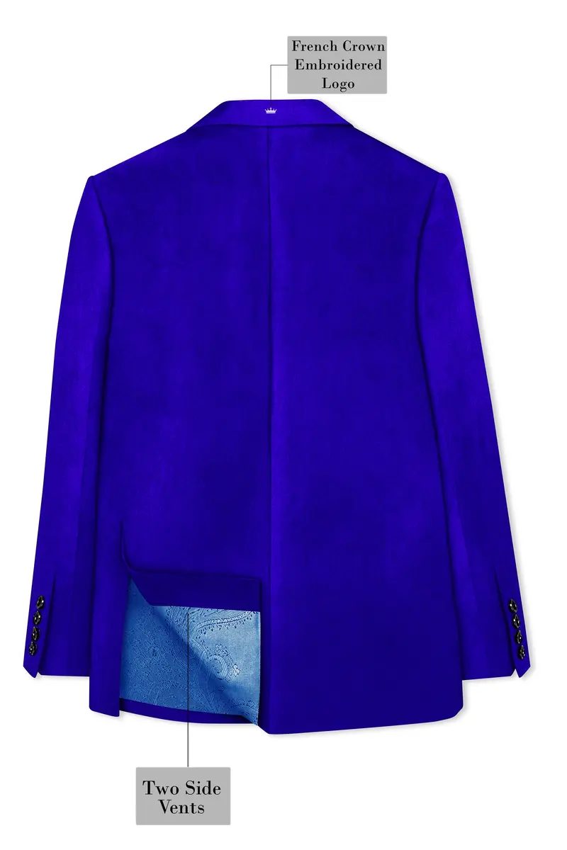 Blucrest-Ultramarine Blue Velvet Peak Lapel Tuxedo Blazer 8