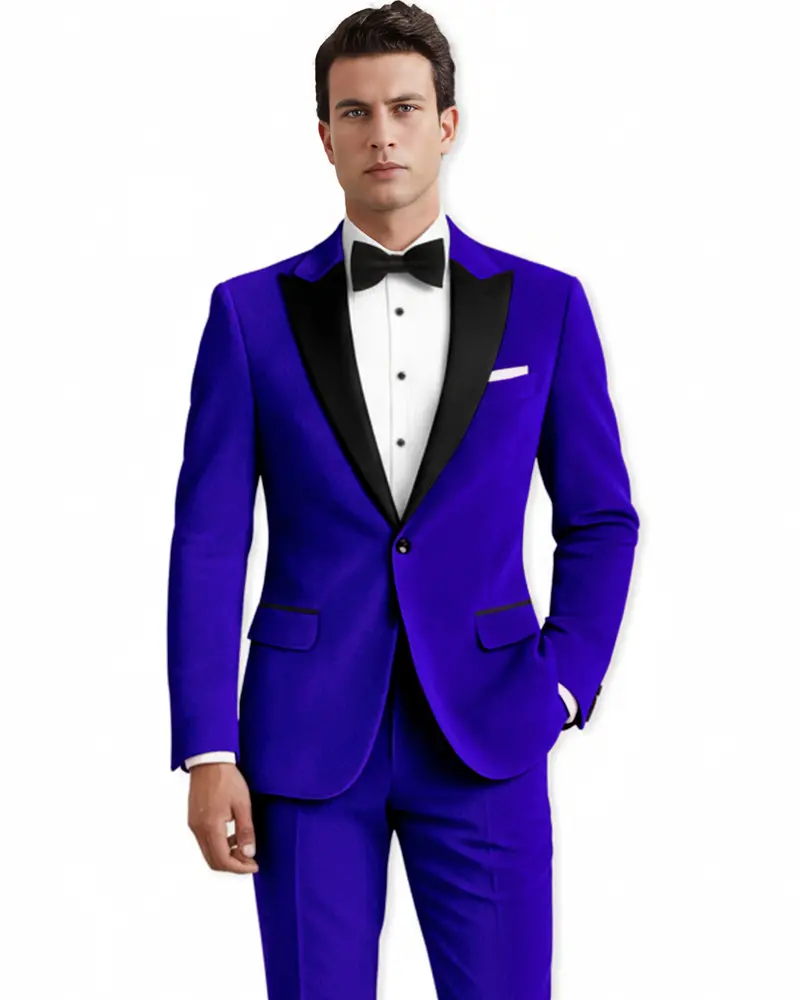 Blucrest-Ultramarine Blue Velvet Peak Lapel Tuxedo Suit 1