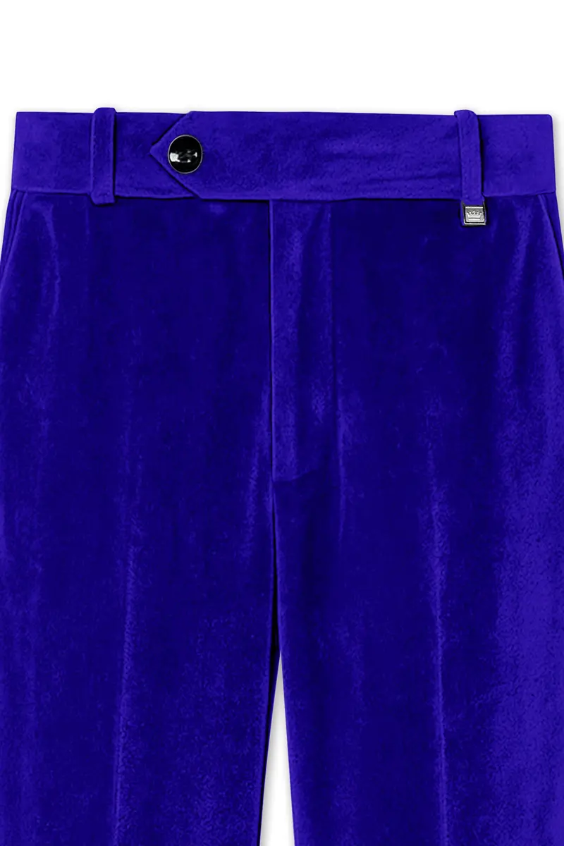Blucrest-Ultramarine Blue Velvet Peak Lapel Tuxedo Suit 12