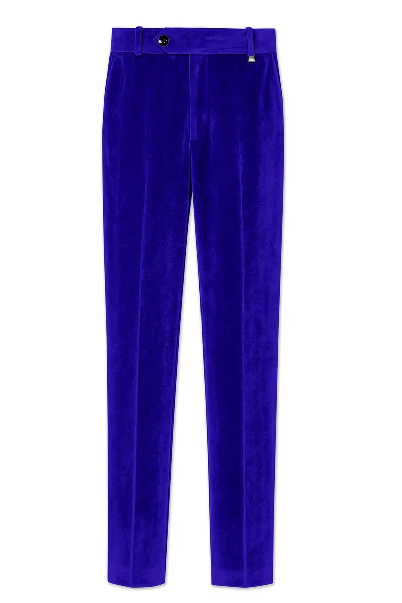 Blucrest-Ultramarine Blue Velvet Peak Lapel Tuxedo Suit 13