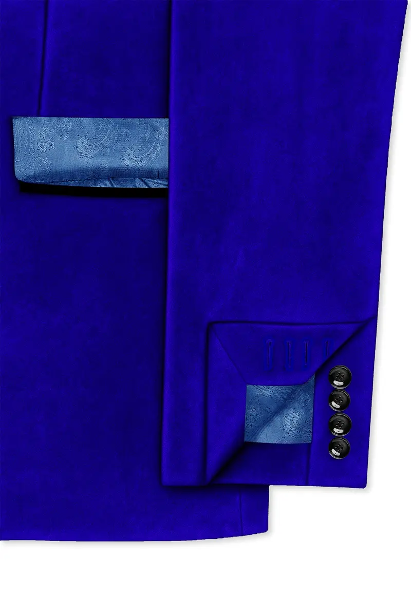 Blucrest-Ultramarine Blue Velvet Peak Lapel Tuxedo Suit 7