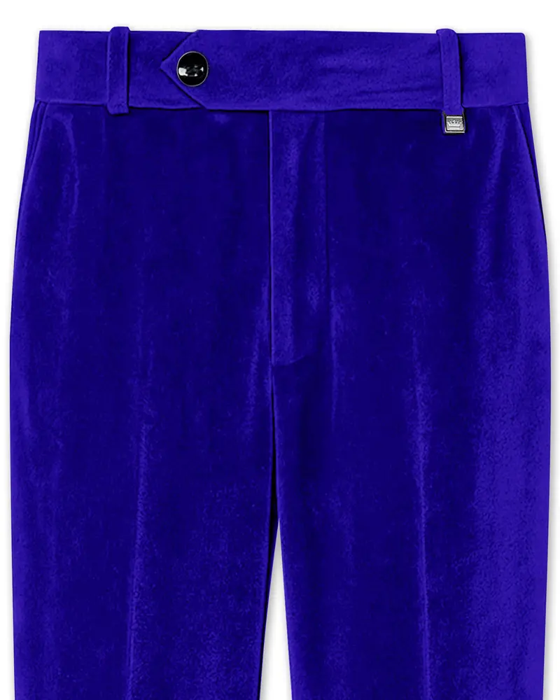 Blucrest-Ultramarine Blue Velvet Stretchable Waistband Pant 1