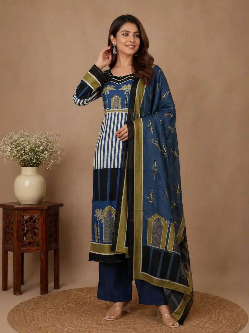 Blue Abstract Designed Salwar Suit 1
