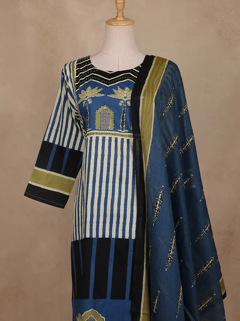 Blue Abstract Designed Salwar Suit 3